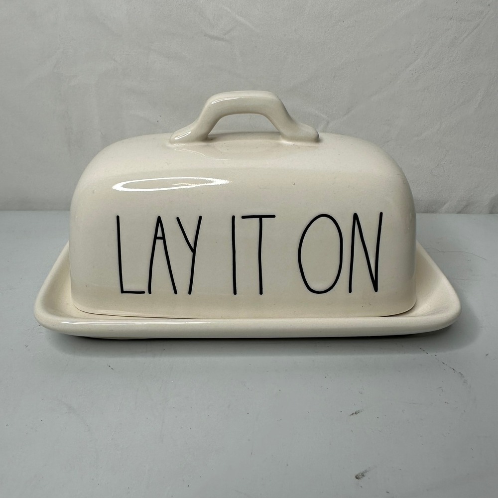Rae Dunn Lay It On Thick Ceramic Butter Dish Cream Farmhouse Artisan Collection